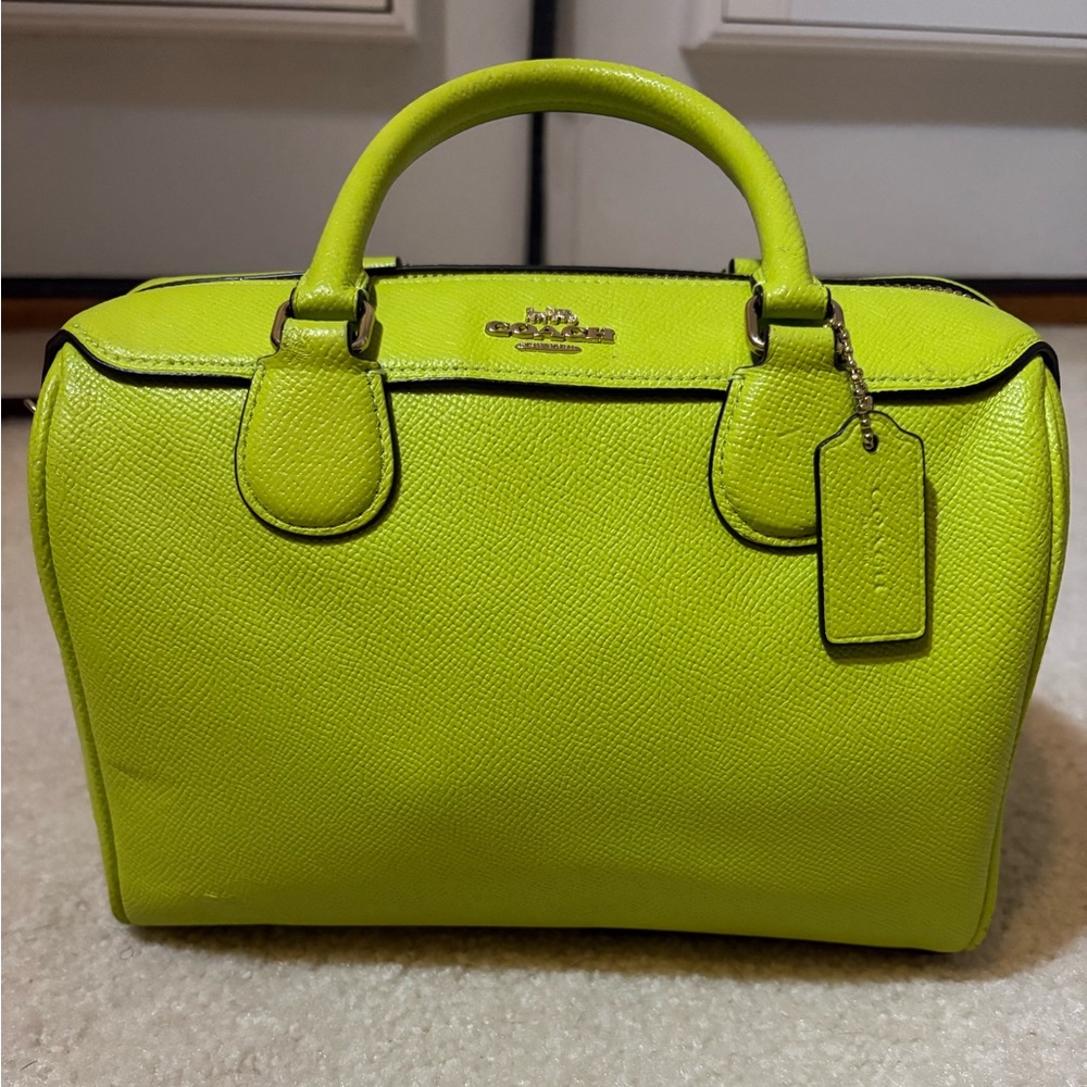 Coach Lime Green Leather Satchel - Picture 4 of 5